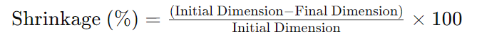 heat shrinkage calculated